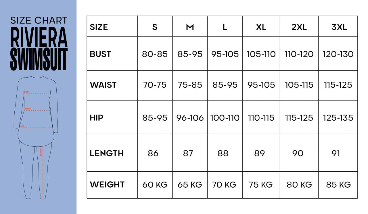 Riviera Swimsuit size chart