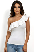 Ivory : Asymmetrical Ruffle Top