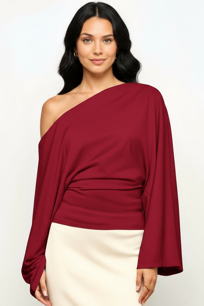 Ivory : Asymmetrical Long Sleeve Top