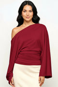 Ivory : Asymmetrical Long Sleeve Top