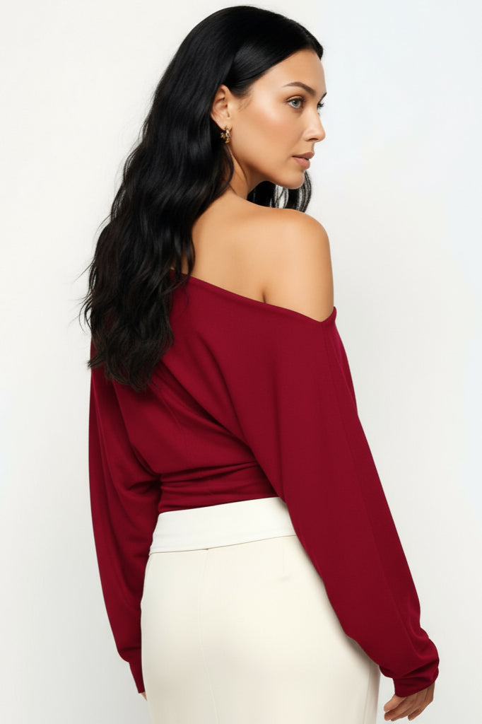 Ivory : Asymmetrical Long Sleeve Top