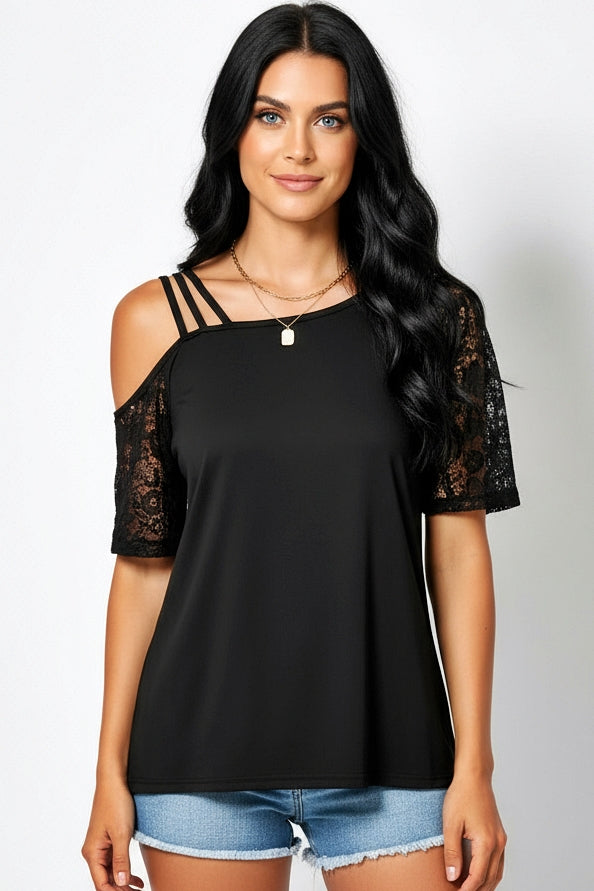 Ivory : Strappy Lace Top