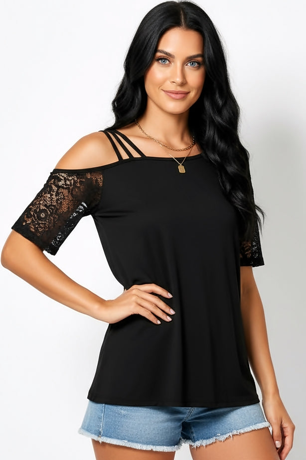 Ivory : Strappy Lace Top