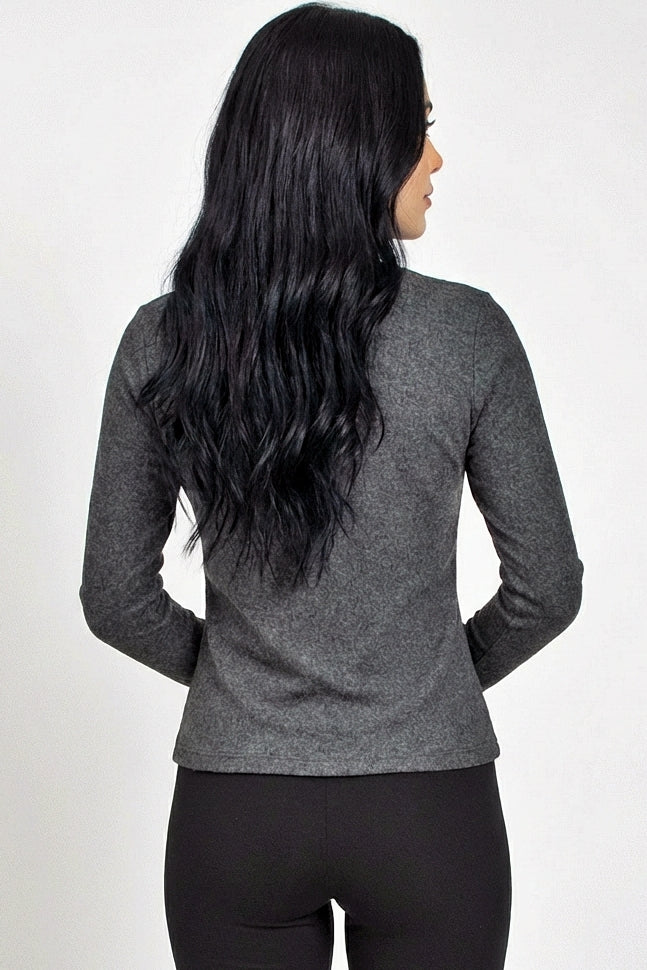 Bronze : Long Sleeve Ribbed Top
