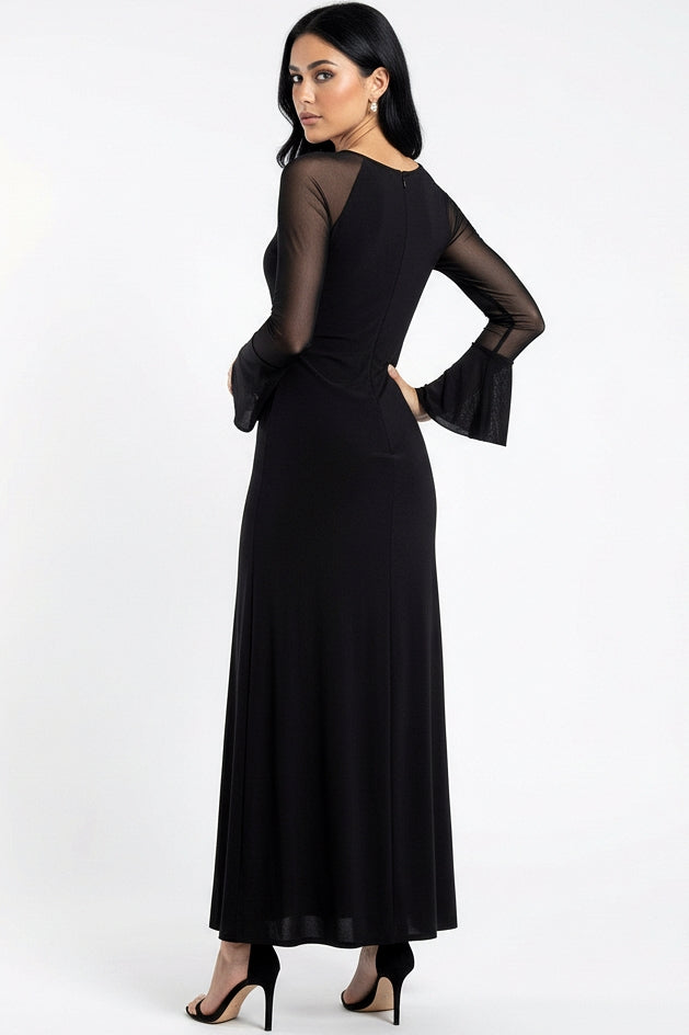 Bronze : Midnight Mesh Sleeves Dress