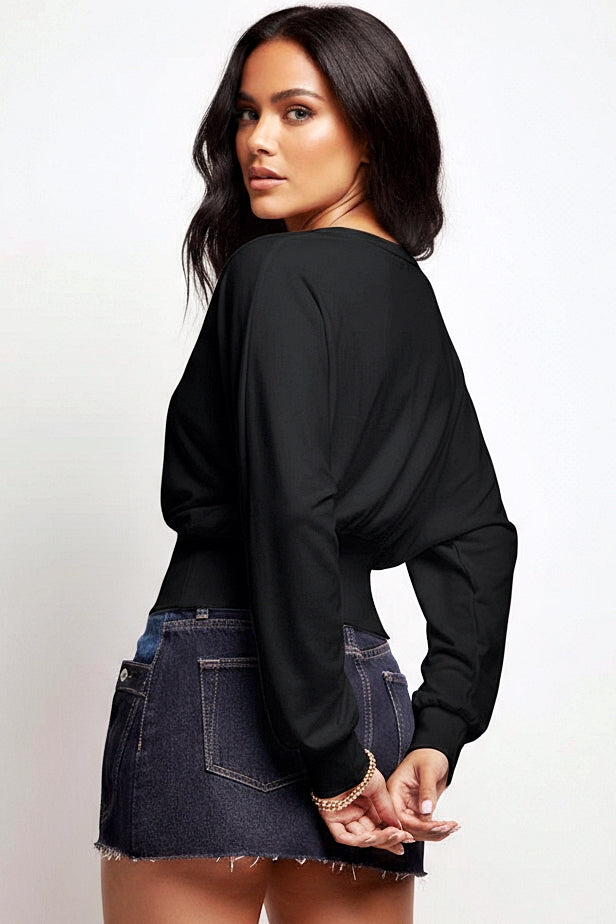 Ivory : Long Sleeve Waist Top