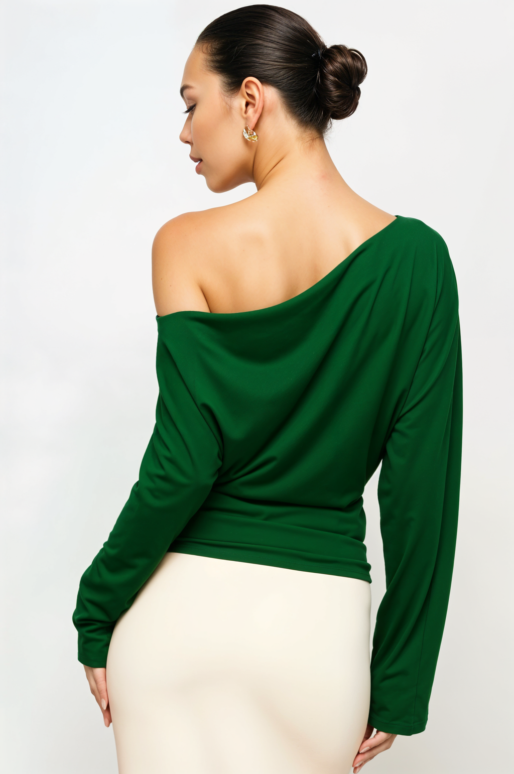 Ivory : Asymmetrical Long Sleeve Top