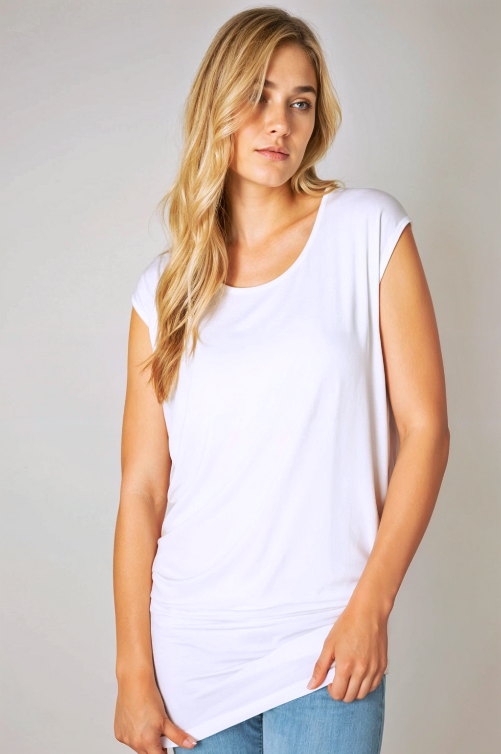 Ivory : Relaxed Scoop Neck Top