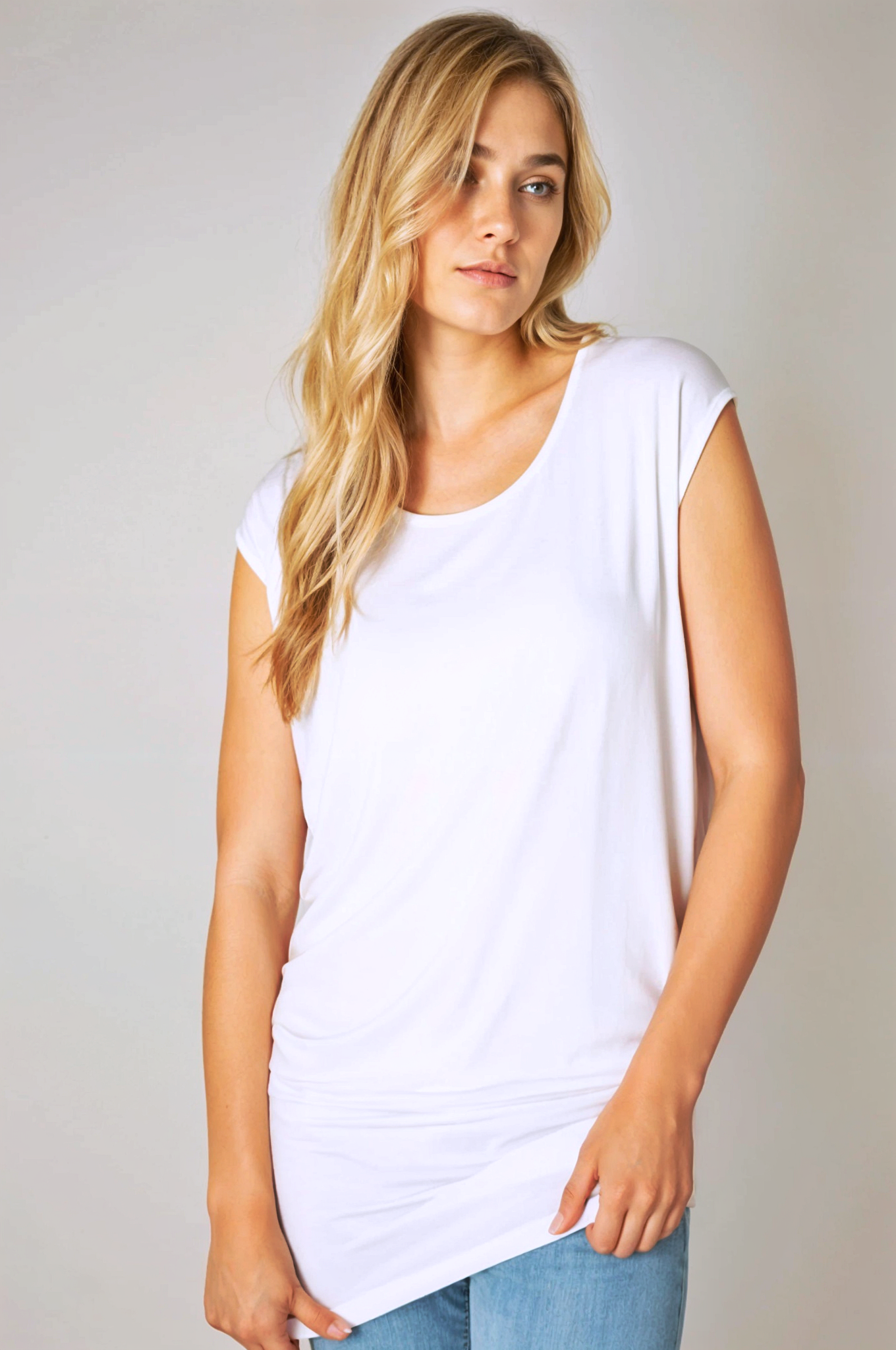 Ivory : Relaxed Scoop Neck Top
