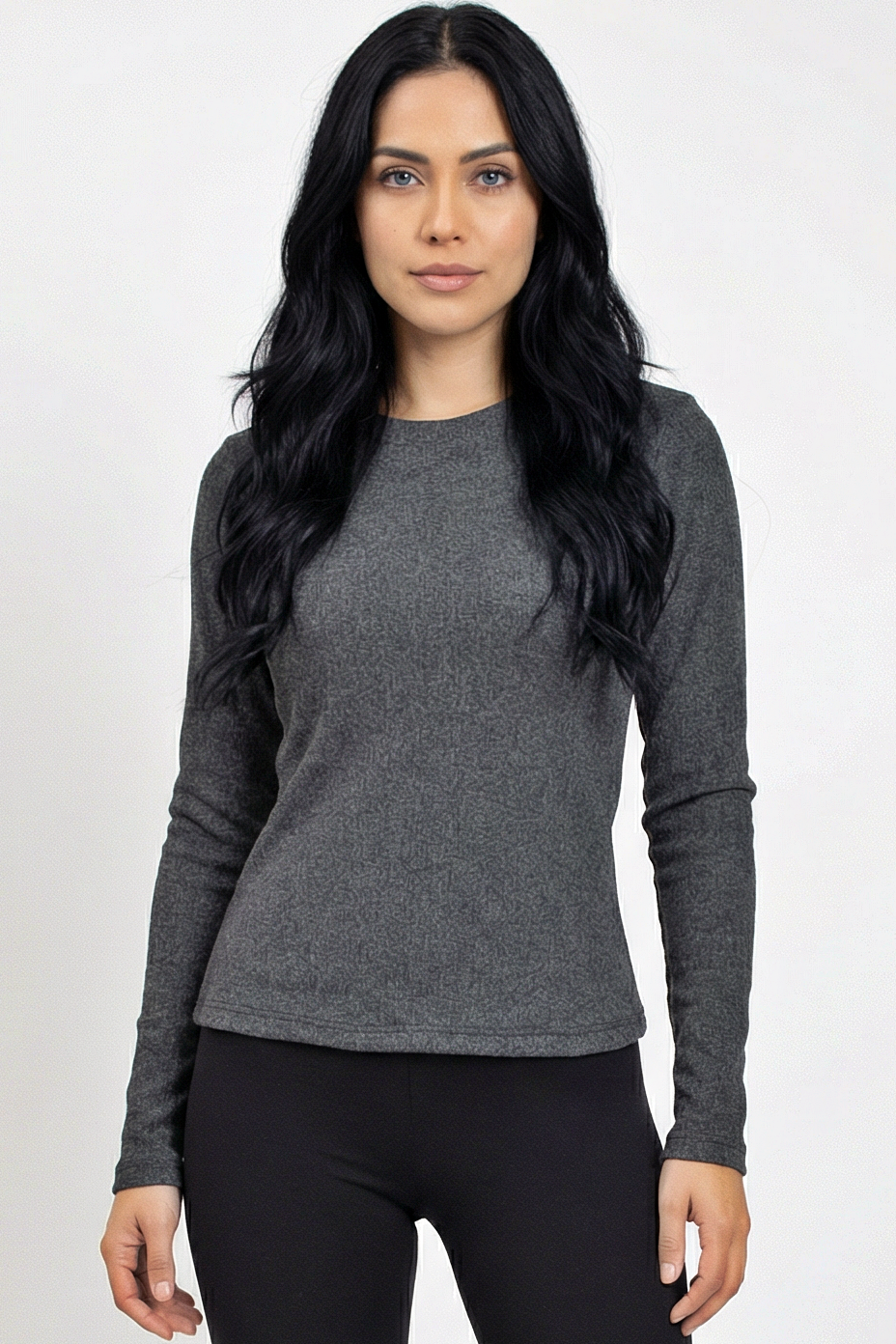 Bronze : Long Sleeve Ribbed Top