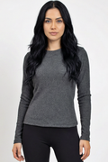 Bronze : Long Sleeve Ribbed Top