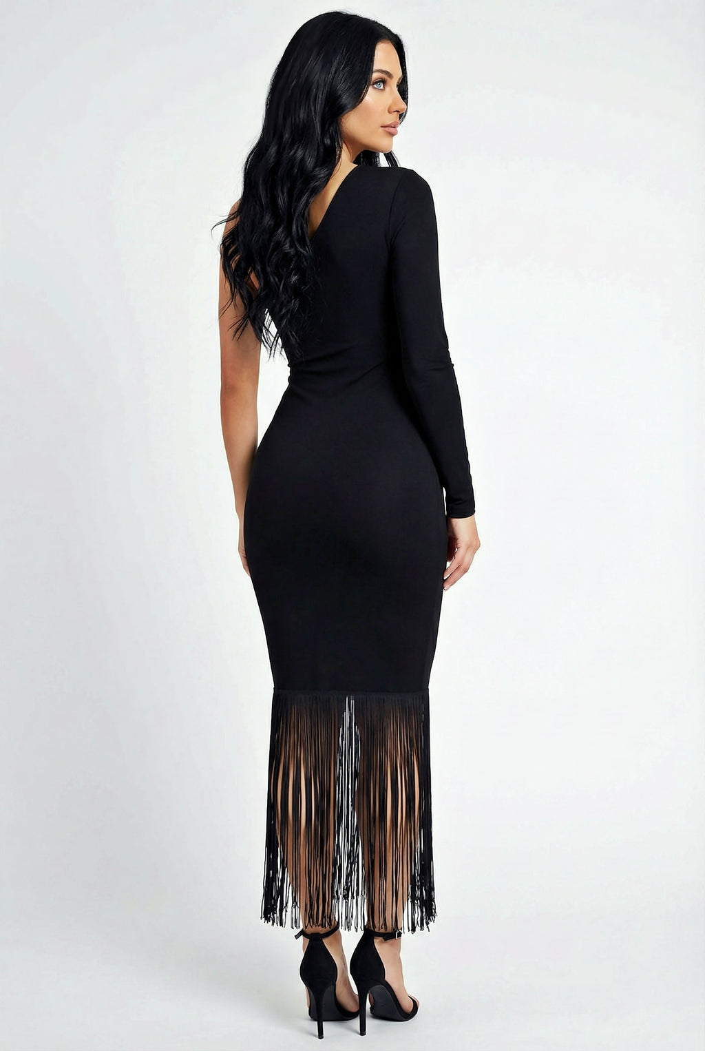 Noir Elegance Fringe Dress