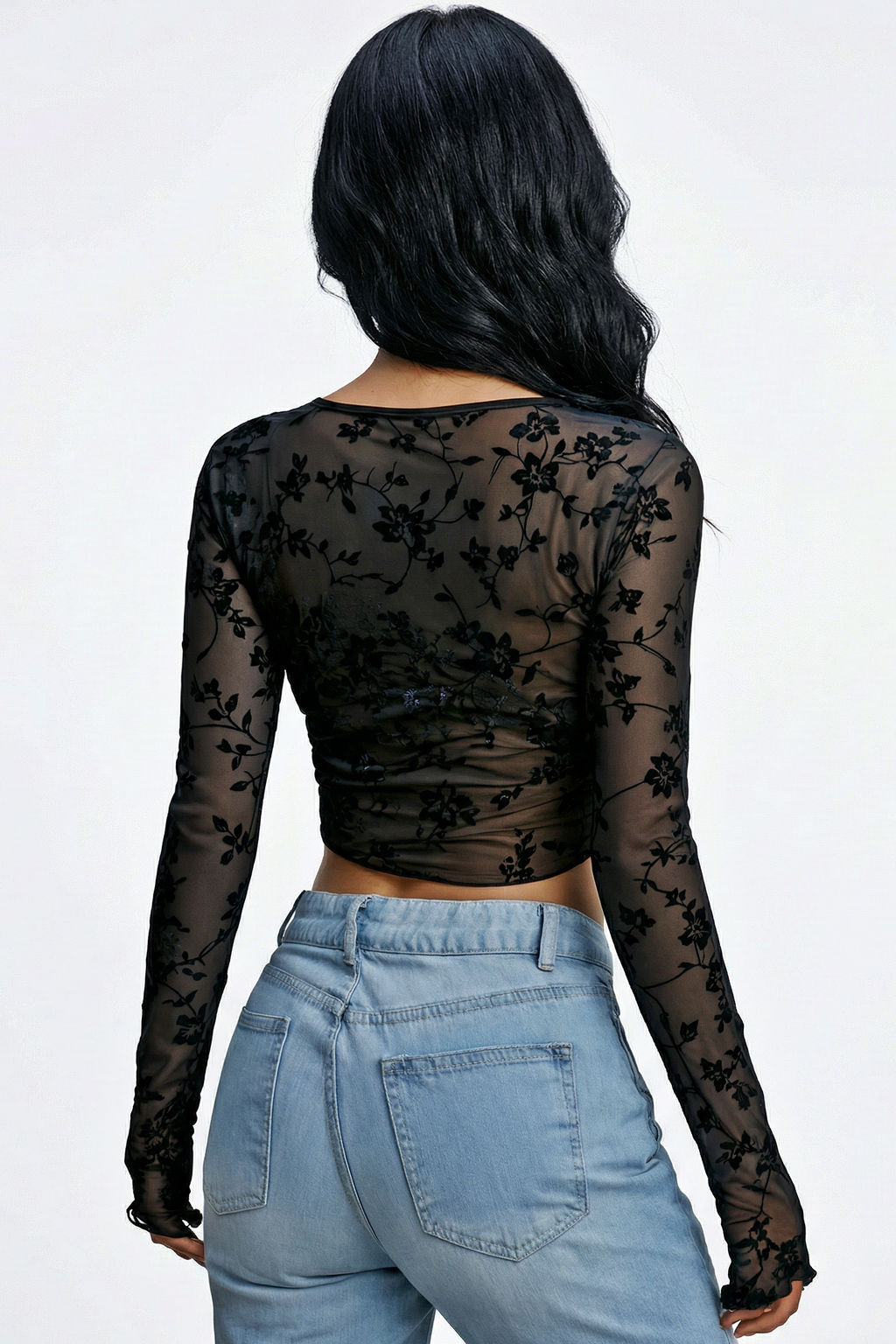 Bronze : Blossom Mesh Top