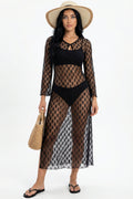 Midnight Allure Crochet Maxi Dress