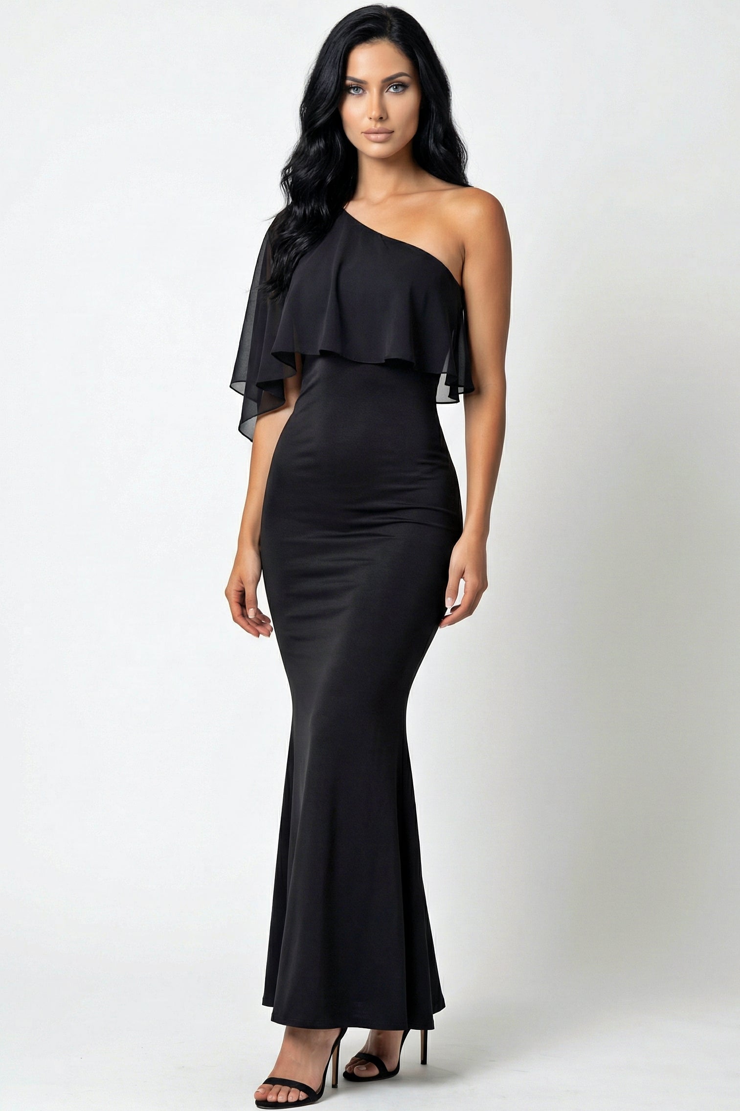 Ivory : Asymmetrical Ruffle Dress