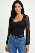 Bronze : Luxe Mesh Puff Sleeve Top