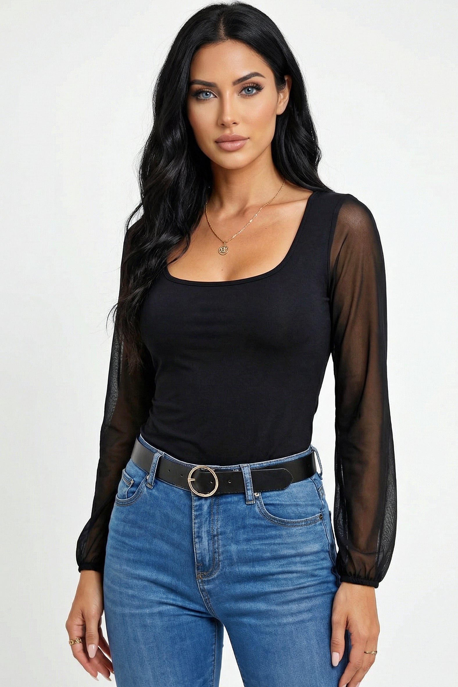 Bronze : Luxe Mesh Puff Sleeve Top