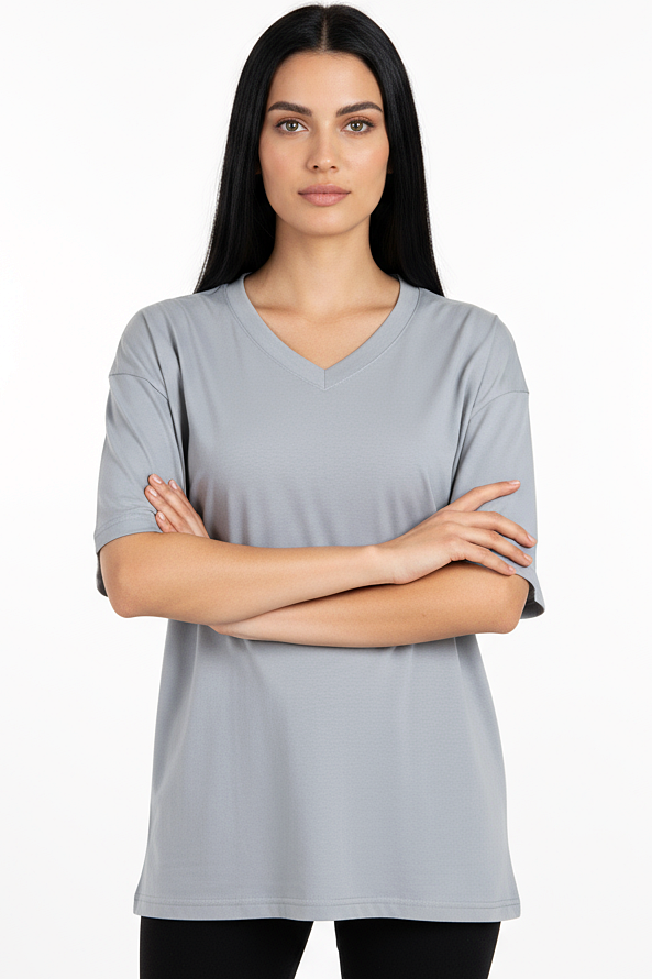 XCED V-neck Women Oversized T-shirt
