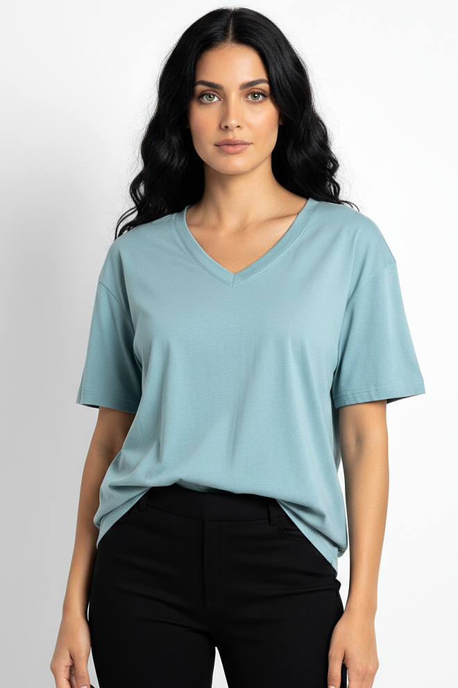 XCED V-neck Women Oversized T-shirt