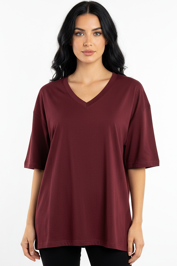 XCED V-neck Women Oversized T-shirt