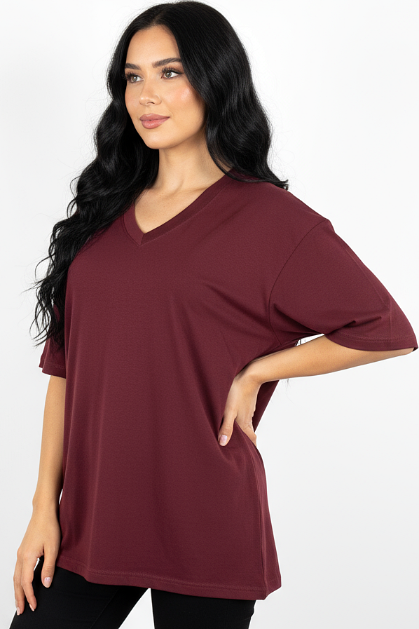 XCED V-neck Women Oversized T-shirt