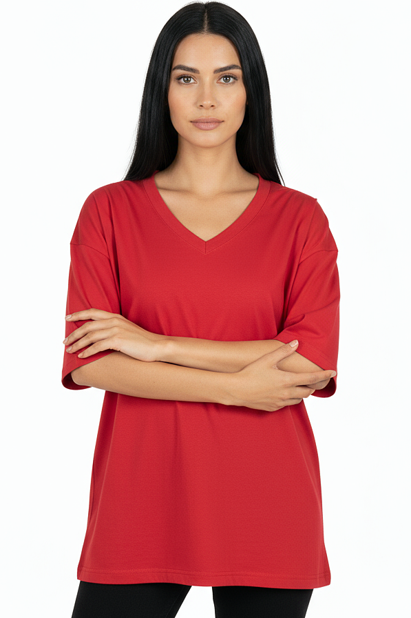 XCED V-neck Women Oversized T-shirt