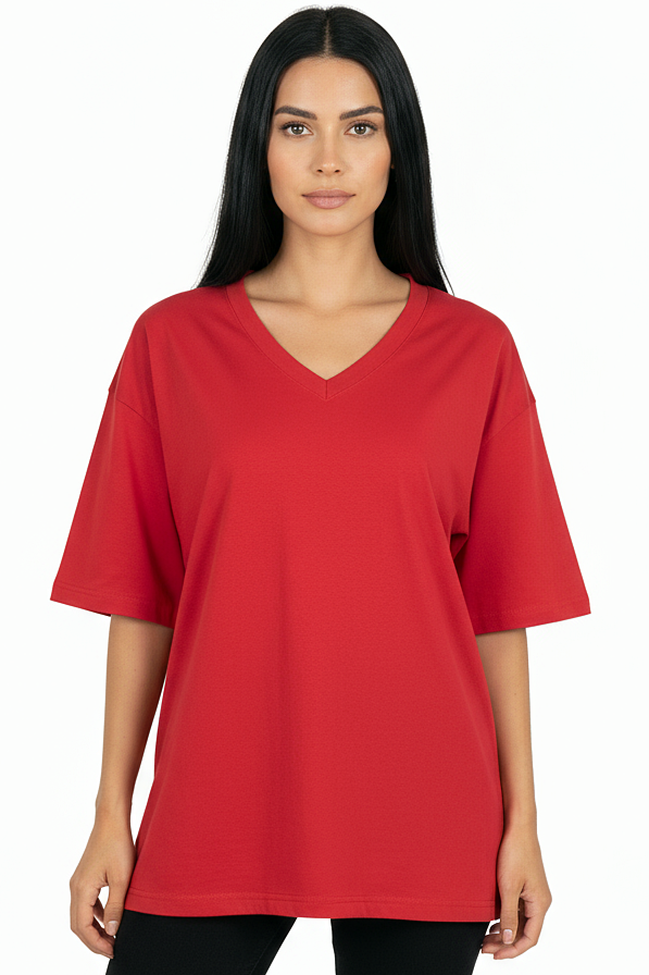 XCED V-neck Women Oversized T-shirt