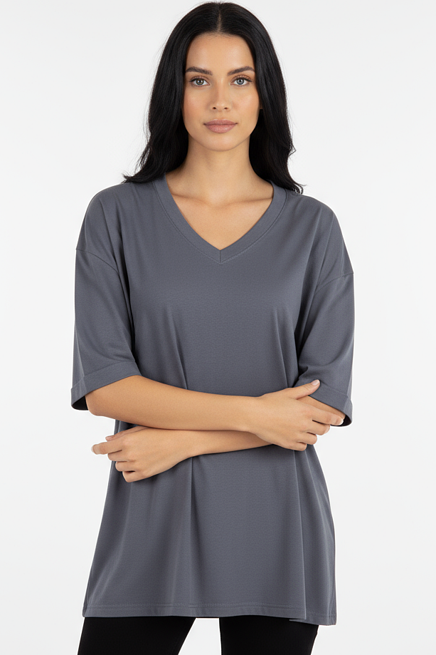 XCED V-neck Women Oversized T-shirt