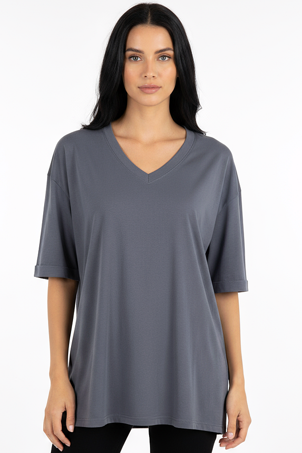 XCED V-neck Women Oversized T-shirt