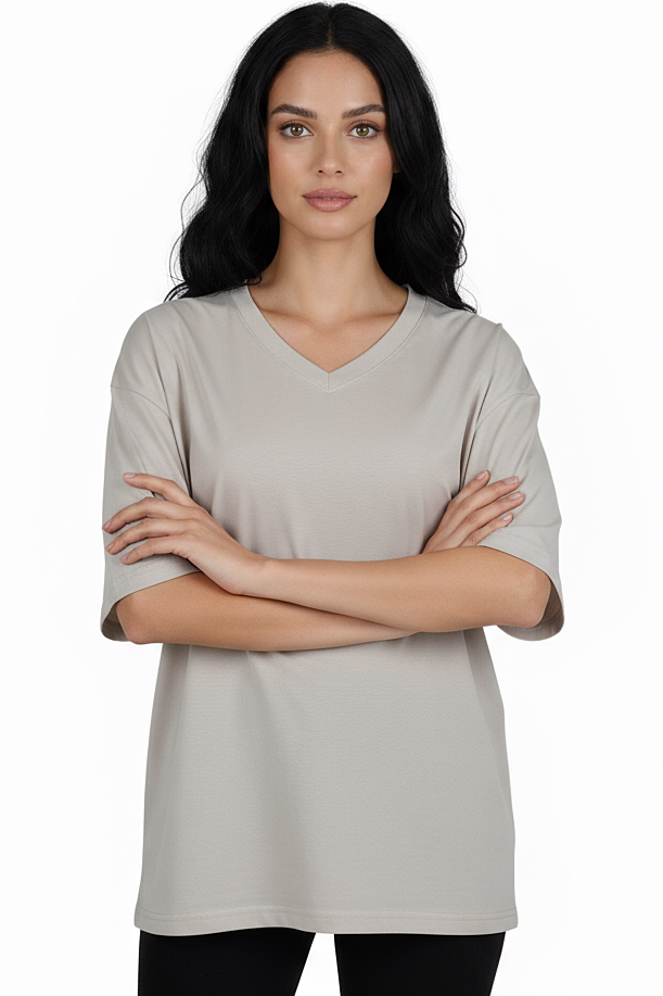 XCED V-neck Women Oversized T-shirt