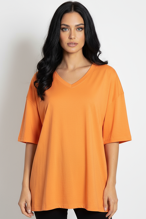 XCED V-neck Women Oversized T-shirt