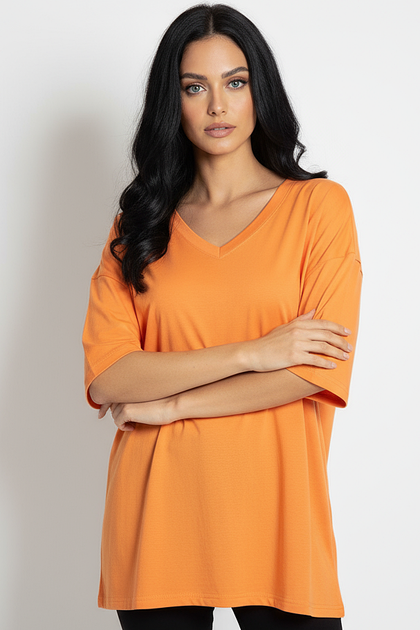 XCED V-neck Women Oversized T-shirt