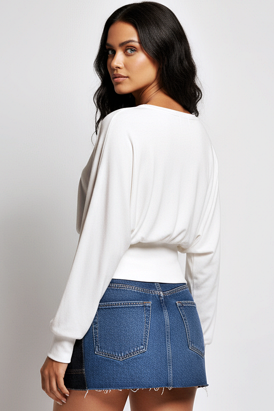Ivory : Long Sleeve Waist Top