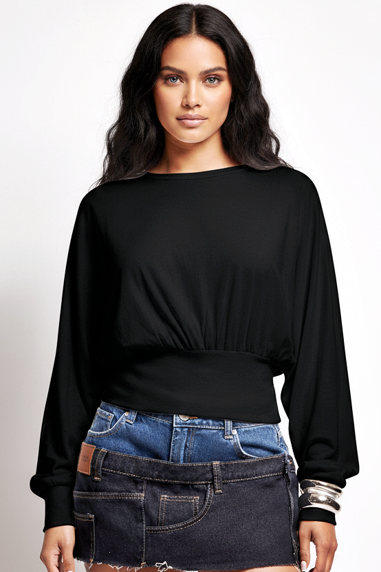 Ivory : Long Sleeve Waist Top