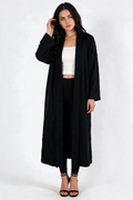 Long Kimono Duster Coat - Black - front