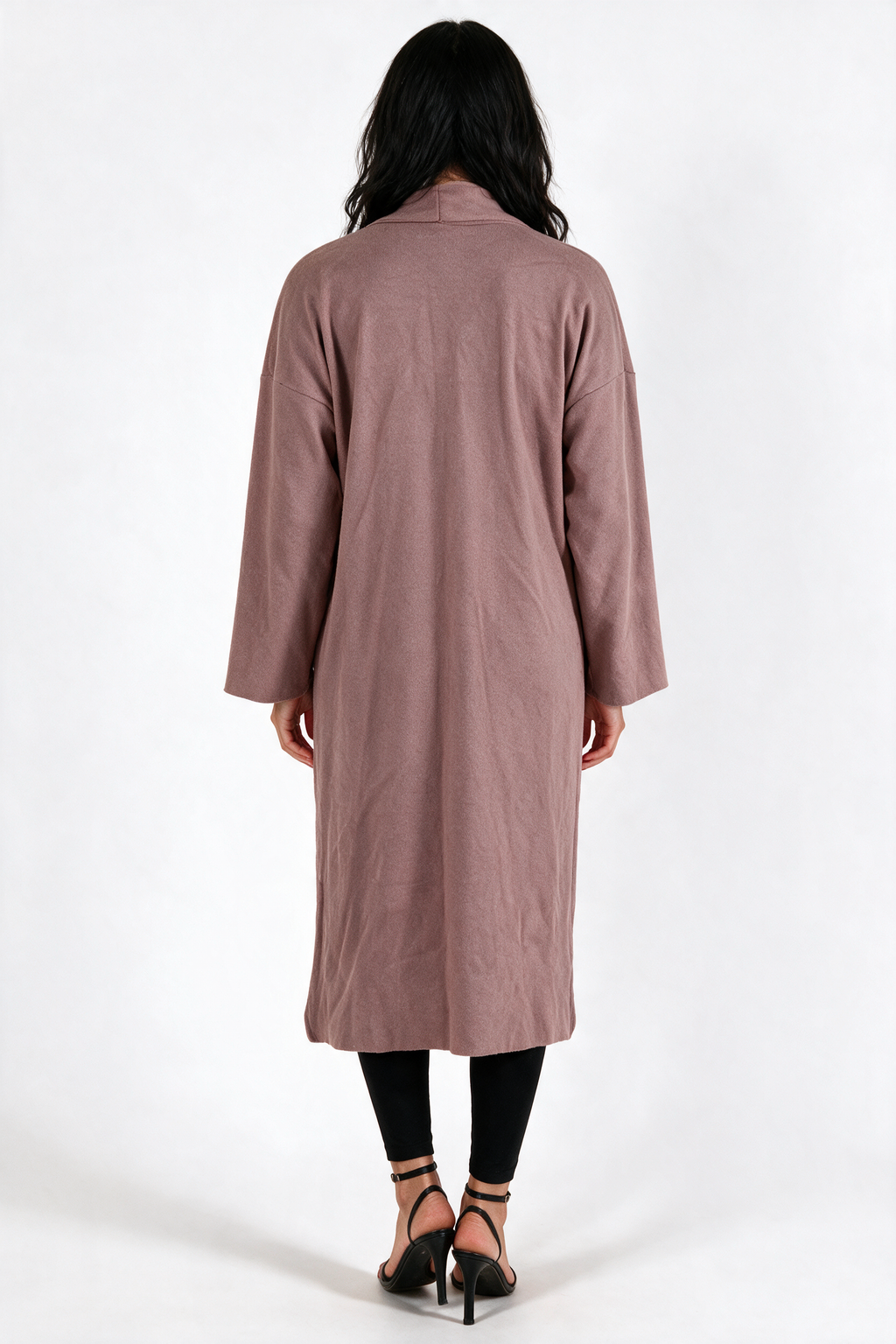 Long Kimono Duster Coat - Mauve - back