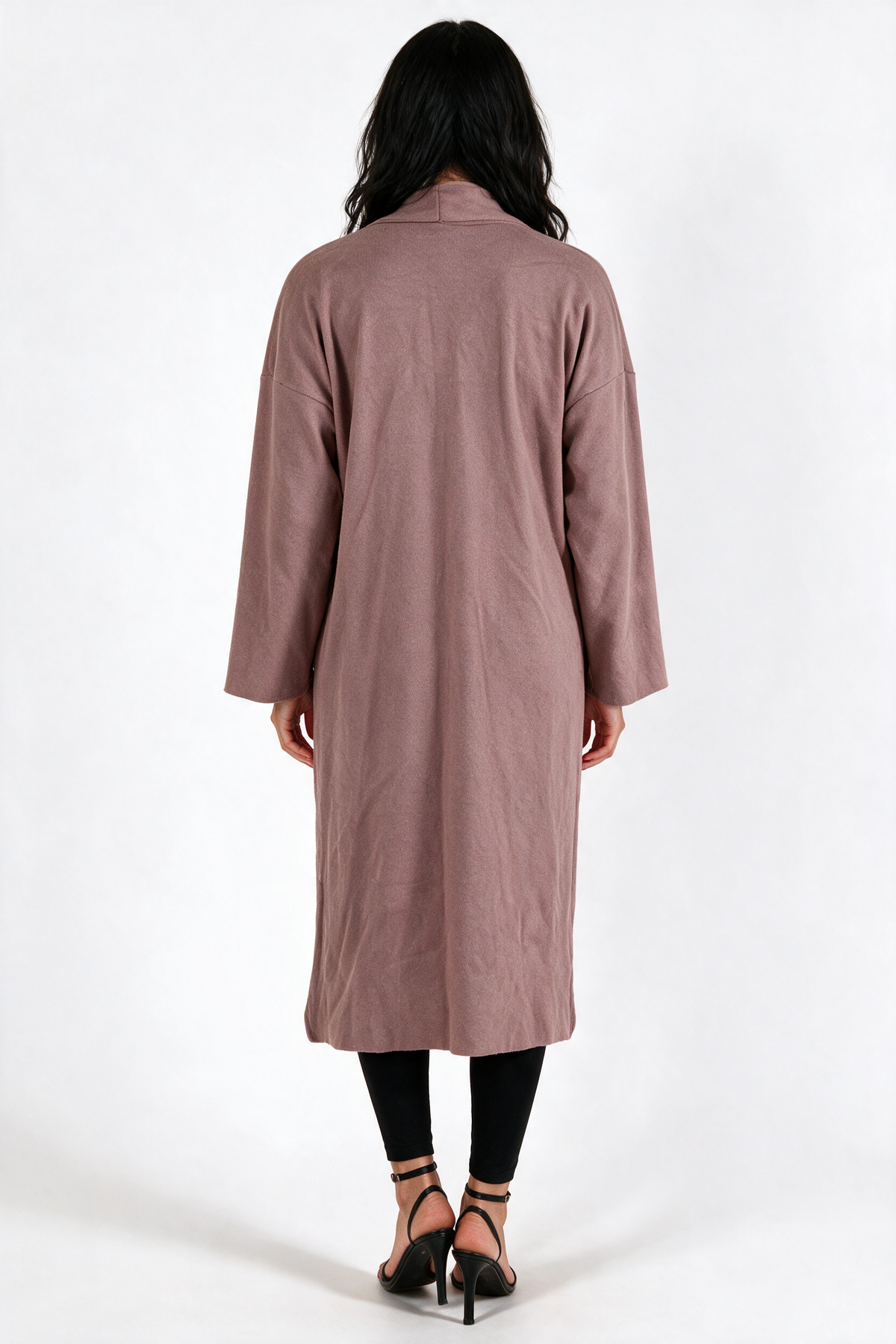 Long Kimono Duster Coat - Mauve - back