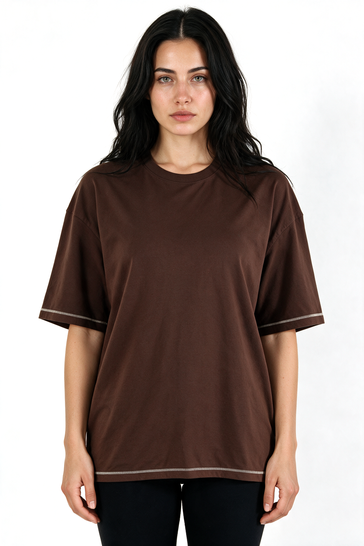 XCED : Heavy-Weight Stitched Oversized T-shirt brown front
