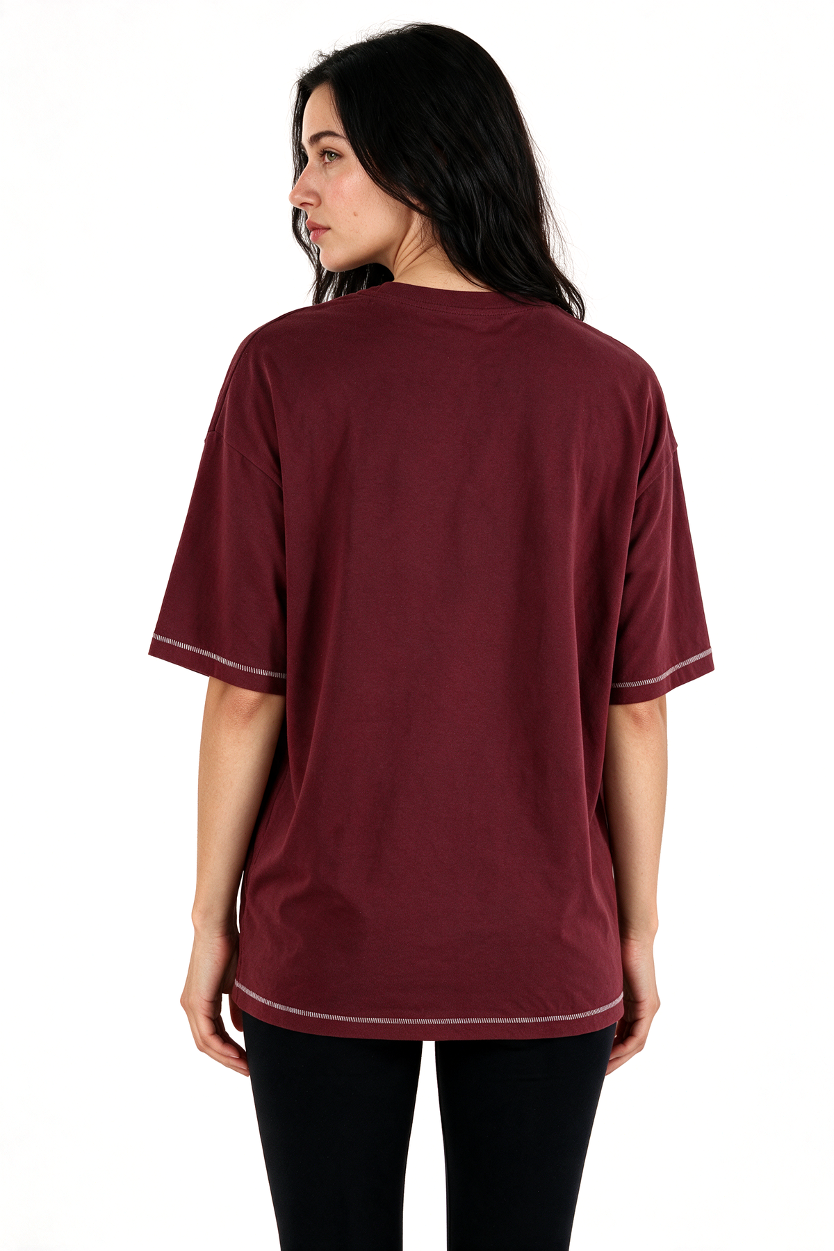XCED : Heavy-Weight Stitched Oversized T-shirt burgundy back