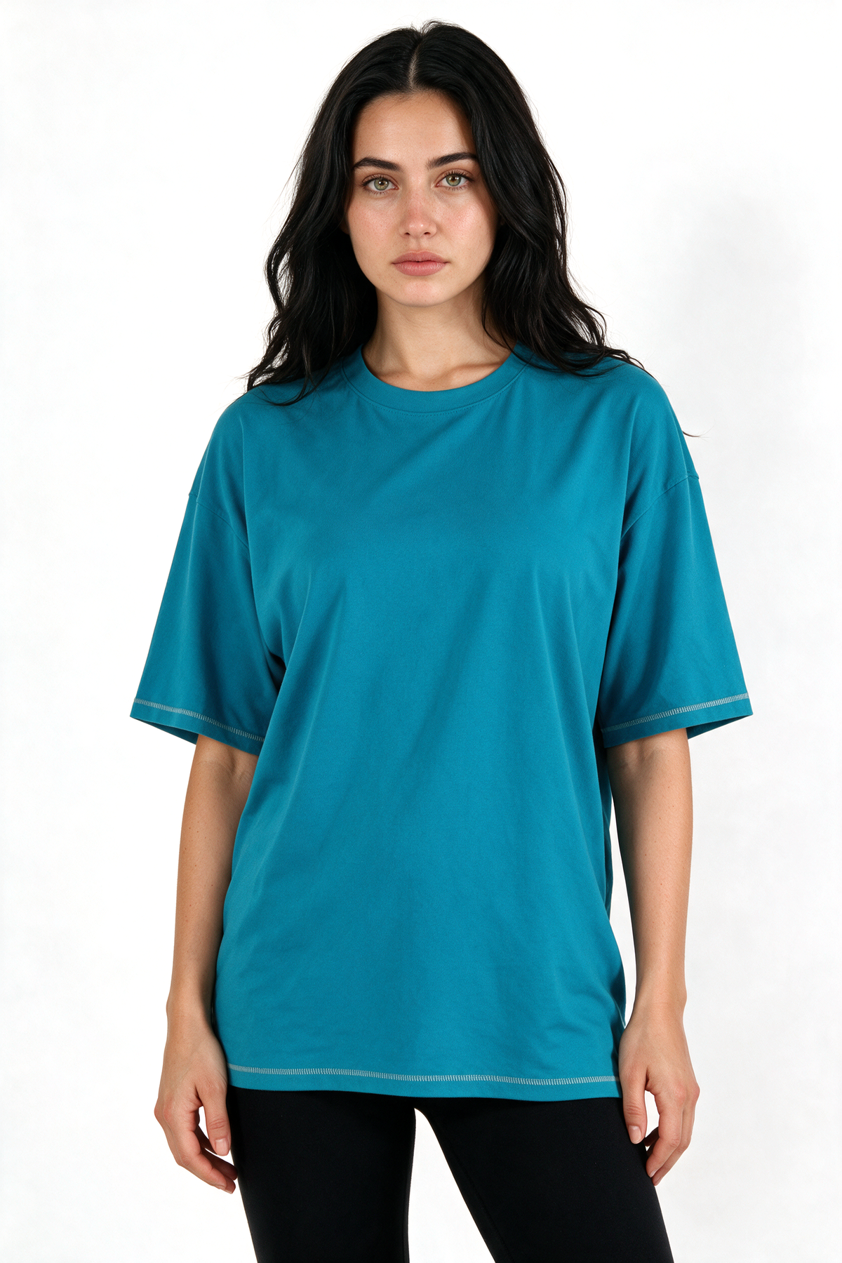 XCED : Heavy-Weight Stitched Oversized T-shirt teal blue front