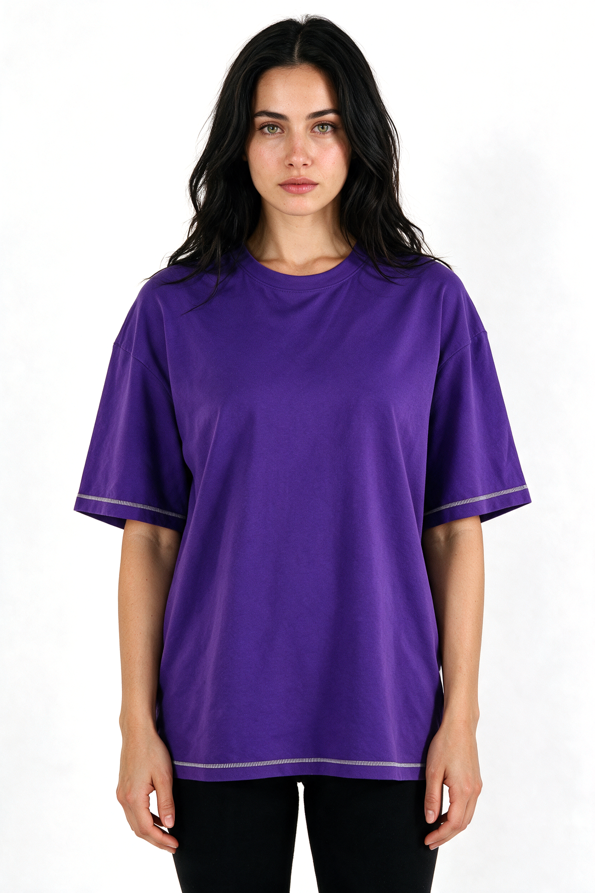 XCED : Heavy-Weight Stitched Oversized T-shirt violet front